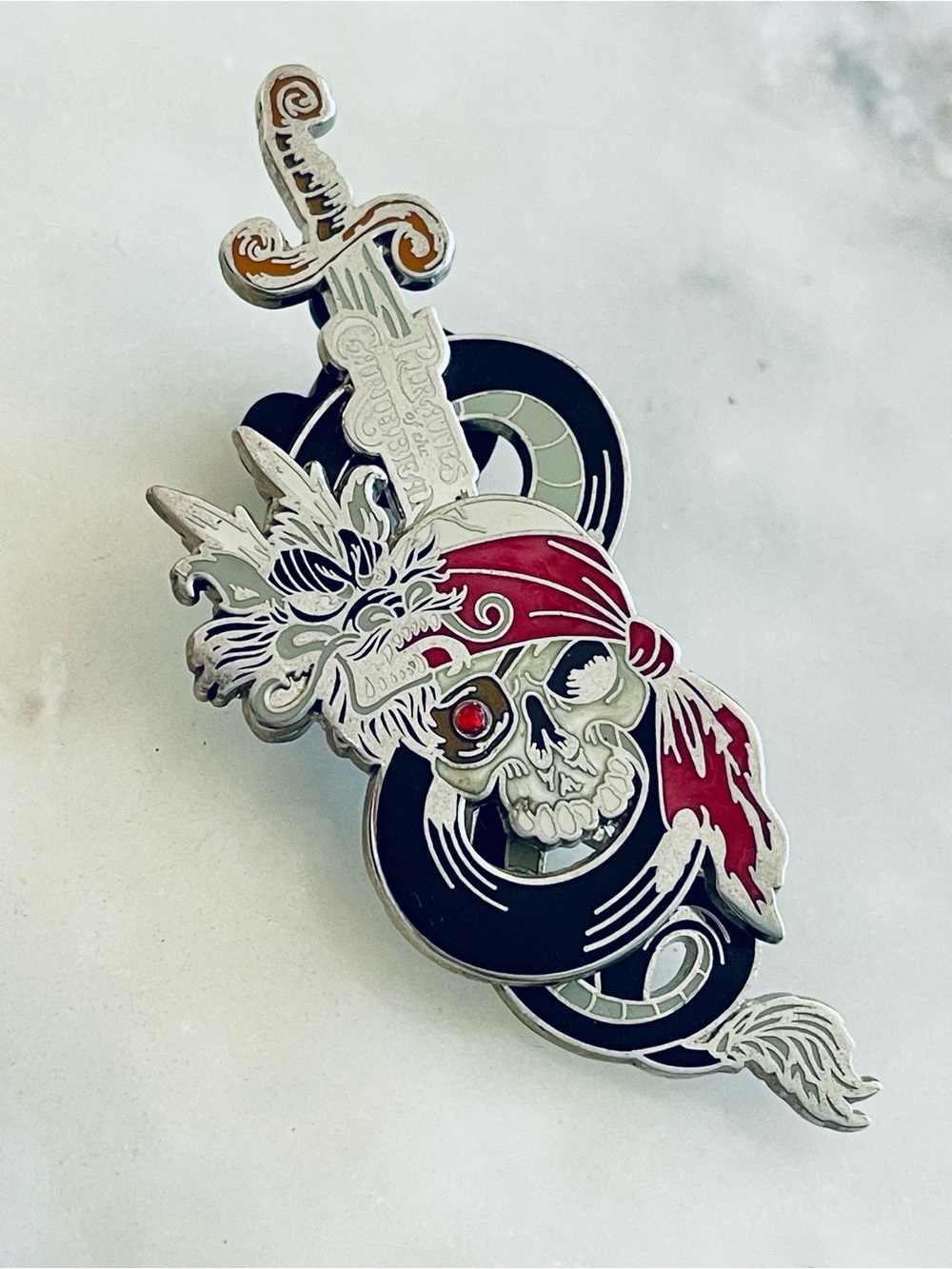 Disney Pirates Of The Caribbean Skull Dragon With Sliding Dagger Sword 2008 Pin